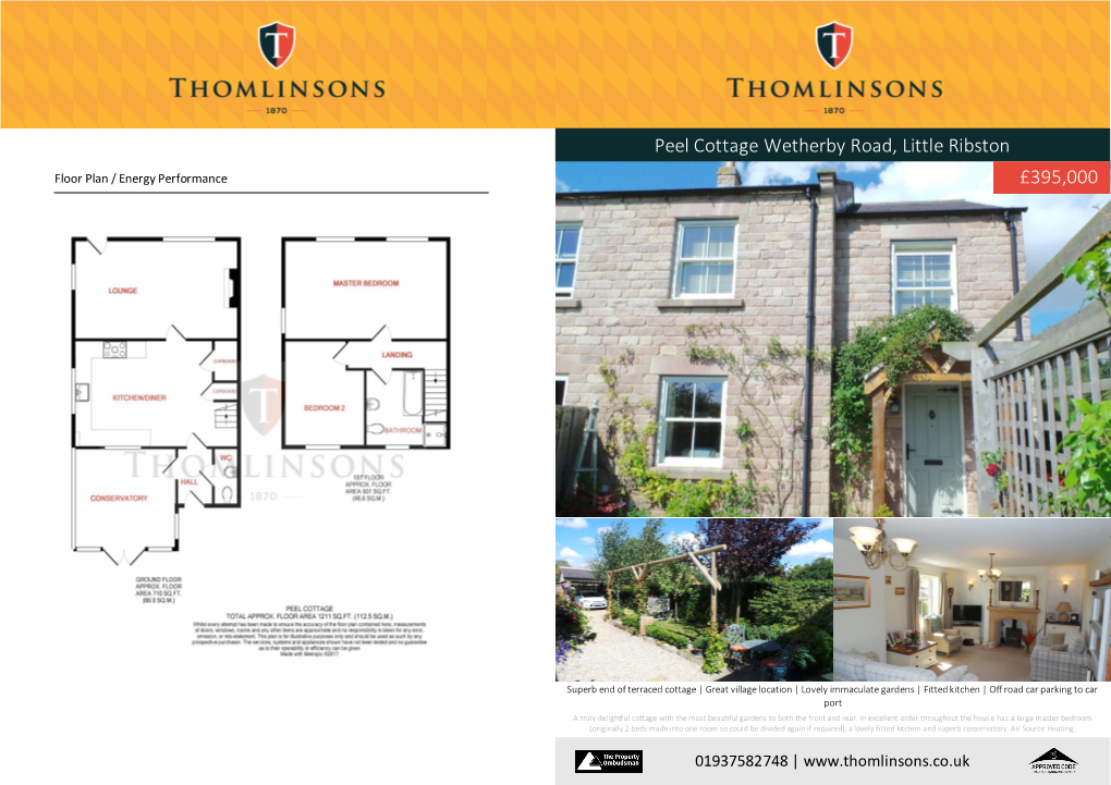 £395,000 Peel Cottage Wetherby Road, Little Ribston