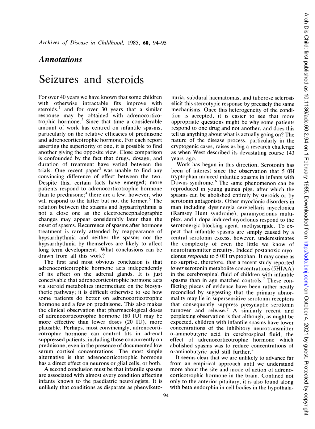 Seizures and Steroids