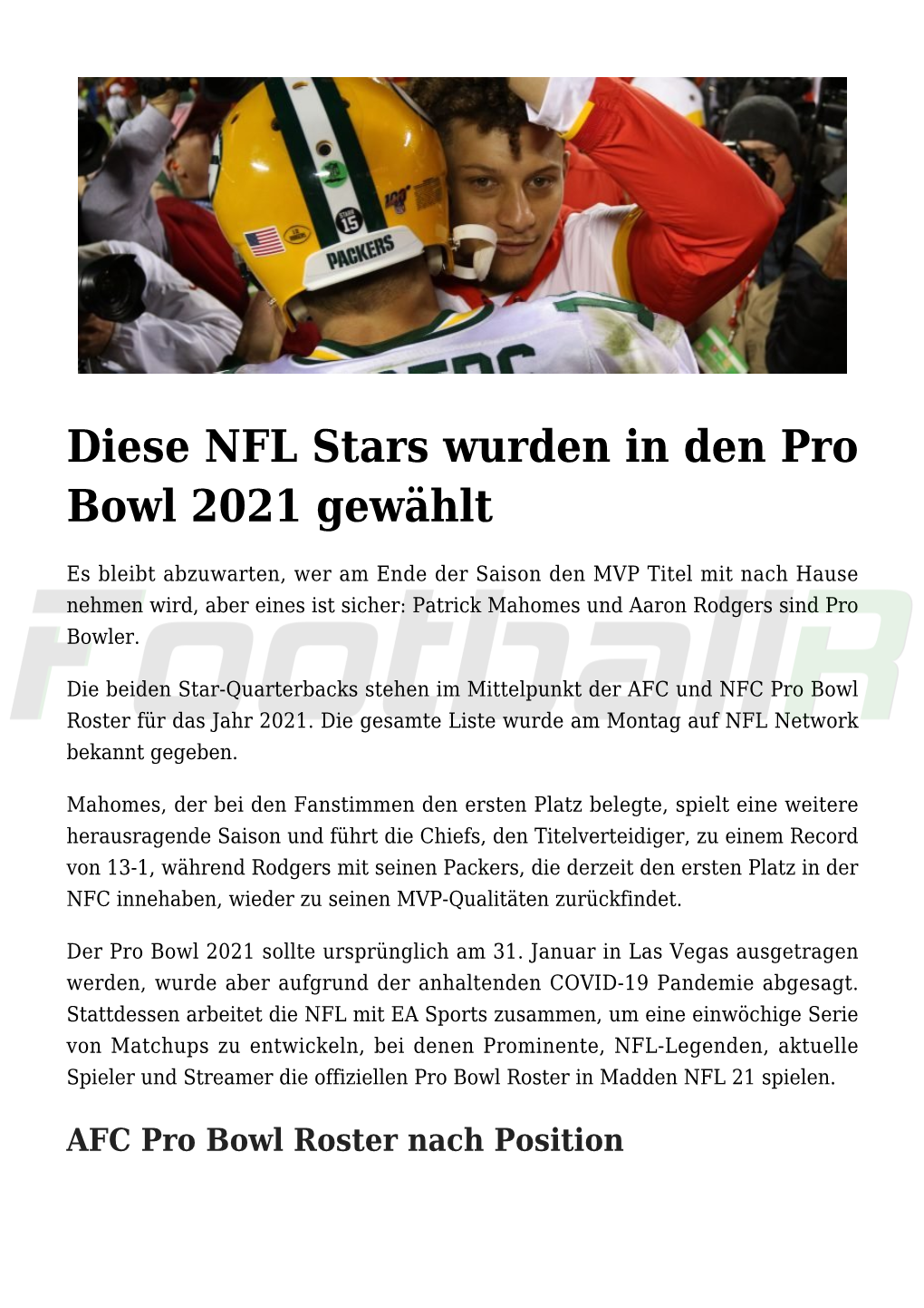 Diese NFL Stars Wurden in Den Pro Bowl 2021 Gewählt