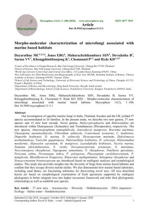 Morpho-Molecular Characterization of Microfungi Associated with Marine Based Habitats