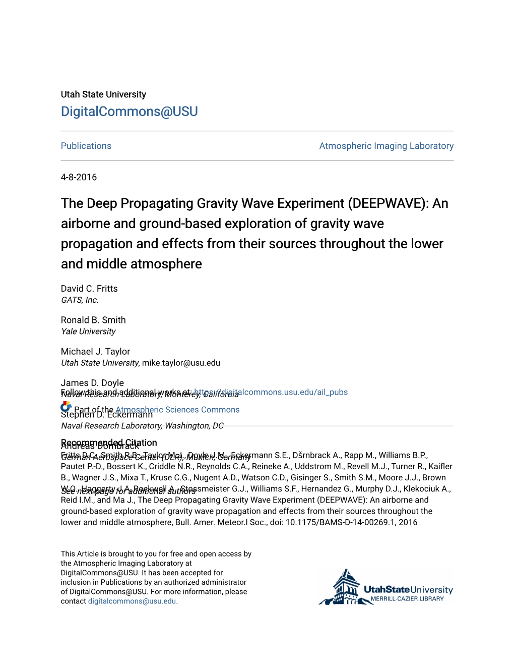 The Deep Propagating Gravity Wave Experiment (DEEPWAVE)