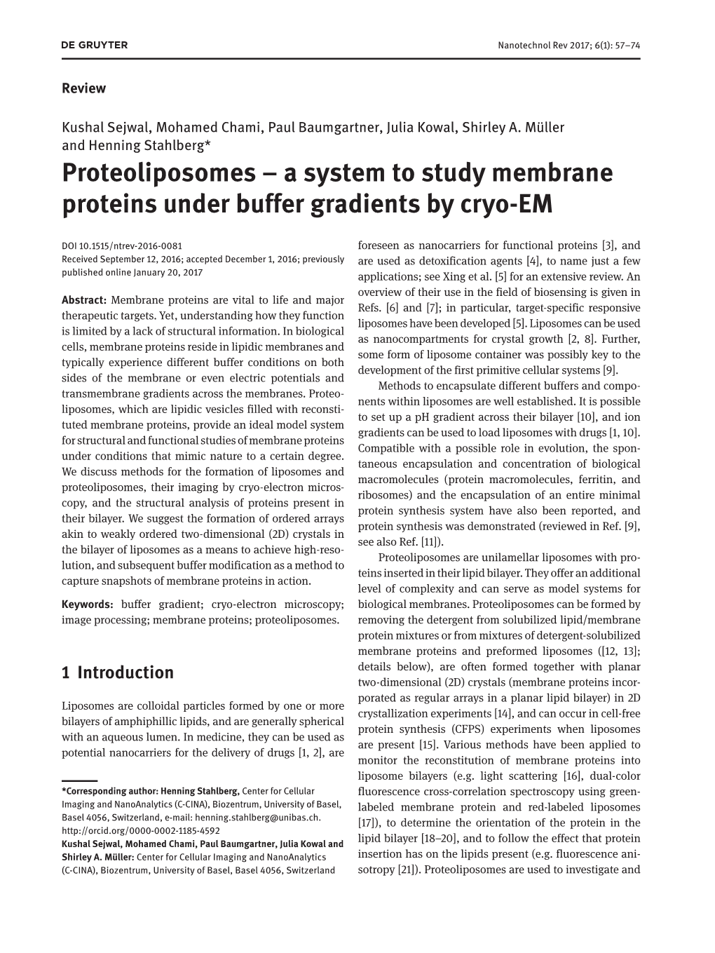 Proteoliposomes – a System to Study Membrane Proteins Under Buffer Gradients by Cryo-EM