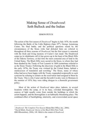 Making Sense of Deadwood: Seth Bullock and the Indian