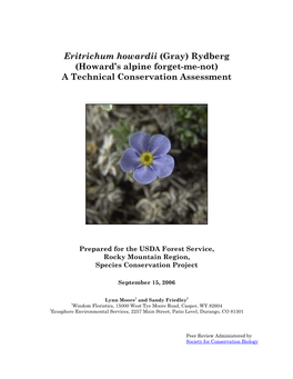 Eritrichum Howardii (Gray) Rydberg (Howard's Alpine Forget-Me-Not)