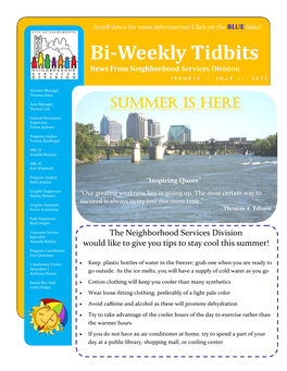Bi-Weekly Tidbits News from Neighborhood Services Division ISSUE13 | JULY 11, 2013