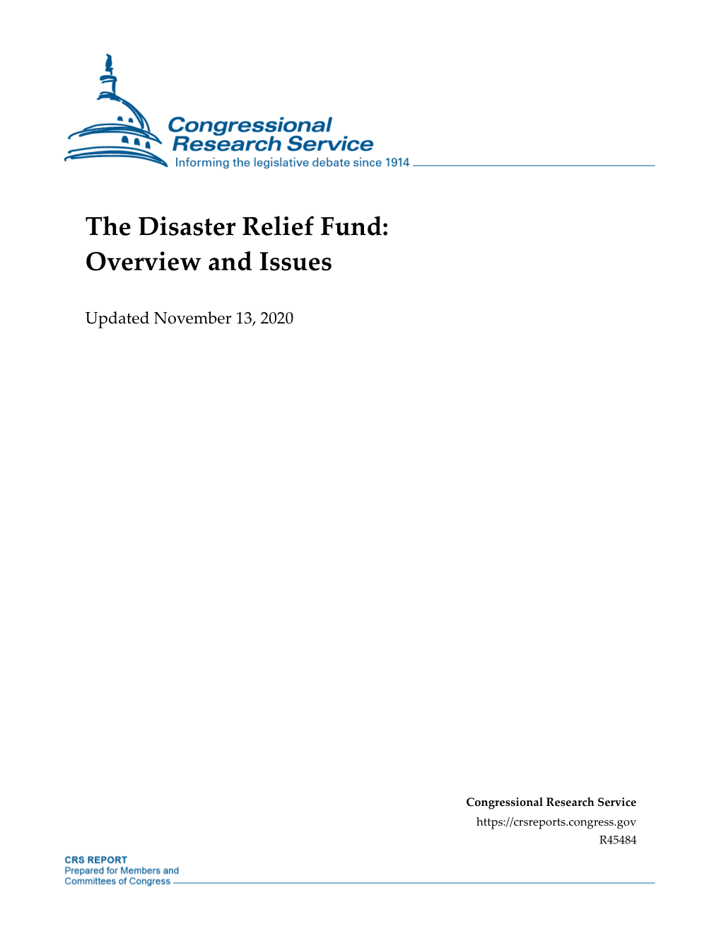 The Disaster Relief Fund: Overview and Issues