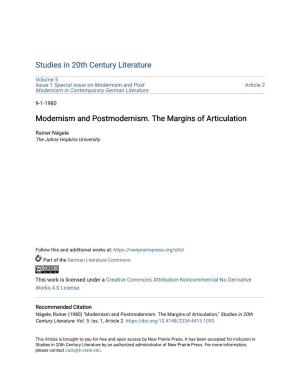 Modernism and Postmodernism. the Margins of Articulation