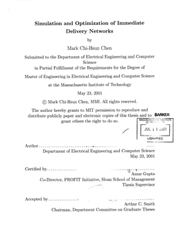 Simulation and Optimization of Immediate Delivery Networks by Mark Chi-Hsun Chen
