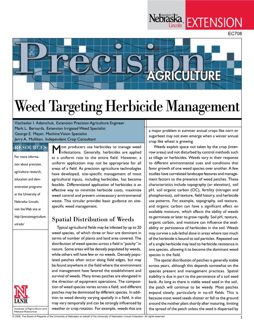 Weed Targeting Herbicide Management