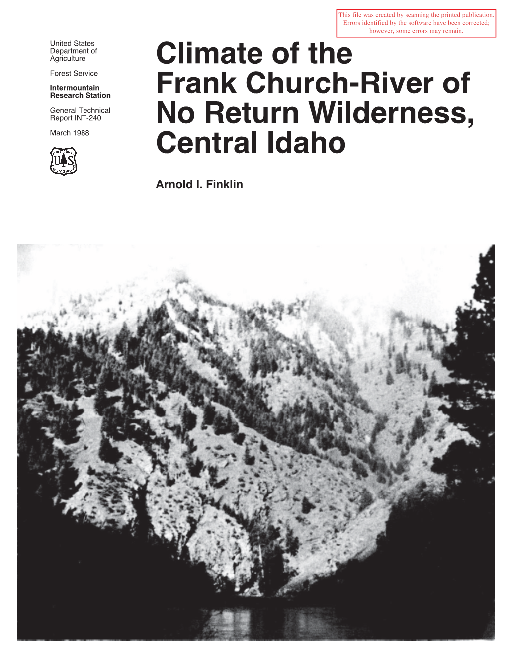 Climate of the Frank Church-River of No Return Wilderness, Central Idaho