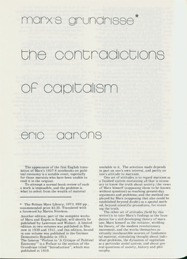 Marx's Grundrisse* the Contradictions of Capatalism