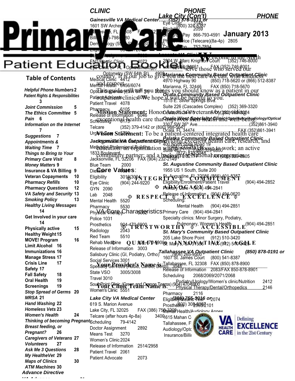 Primary Care Patient Education Booklet