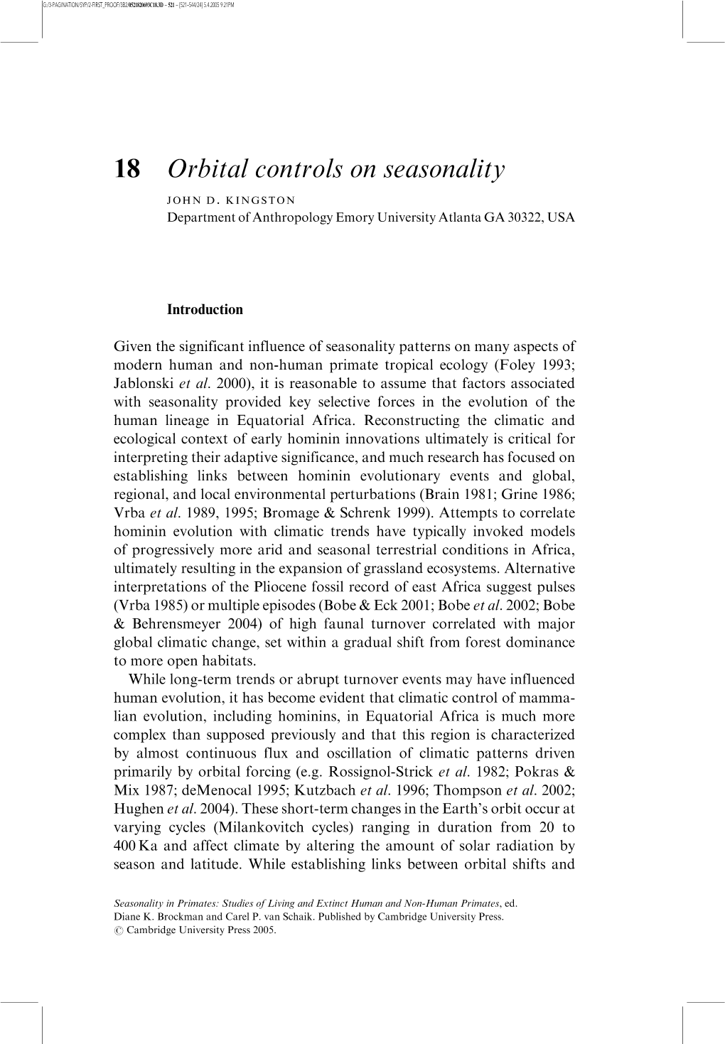 18 Orbital Controls on Seasonality