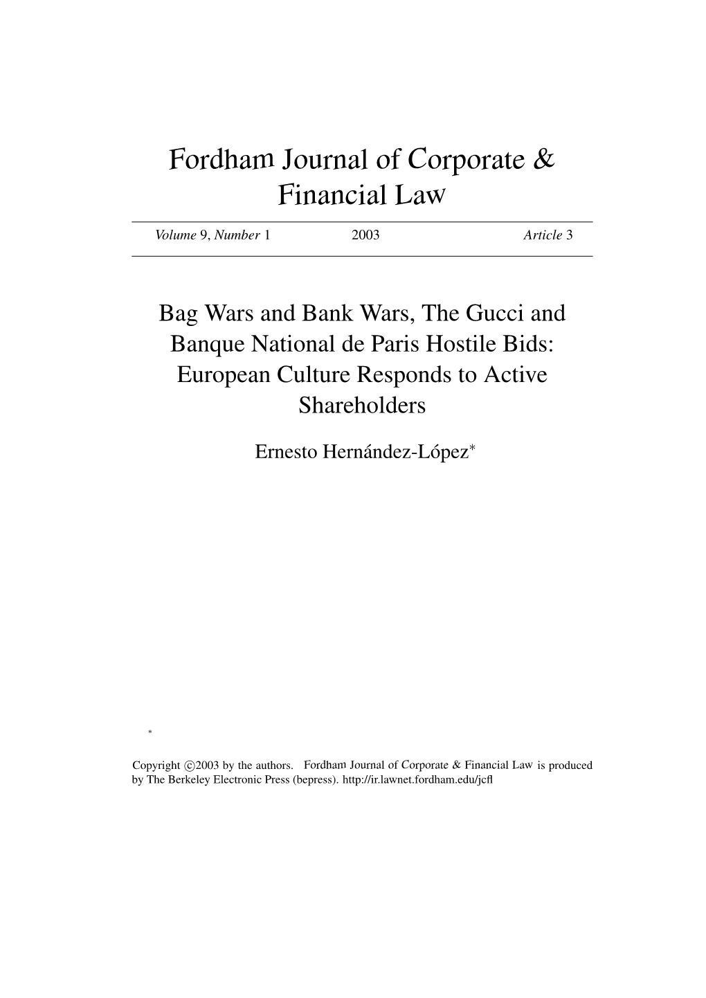 Fordham Journal of Corporate & Financial