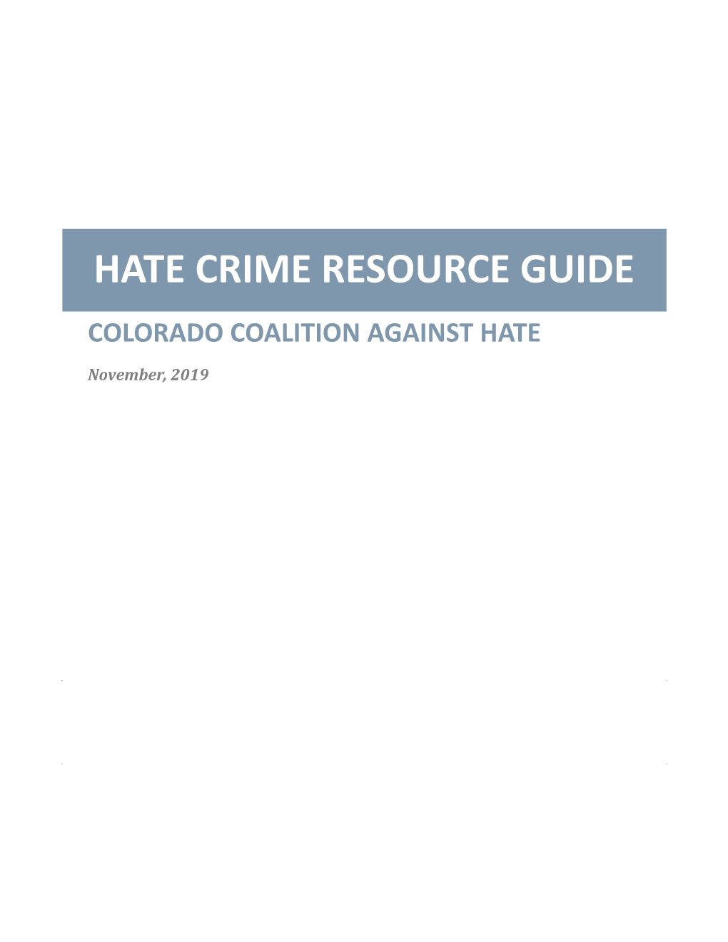 Hate Crime Resource Guide Colorado Coalition Against Hate