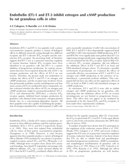 1 and ET-3 Inhibit Estrogen and Camp Production by Rat Granulosa Cells in Vitro