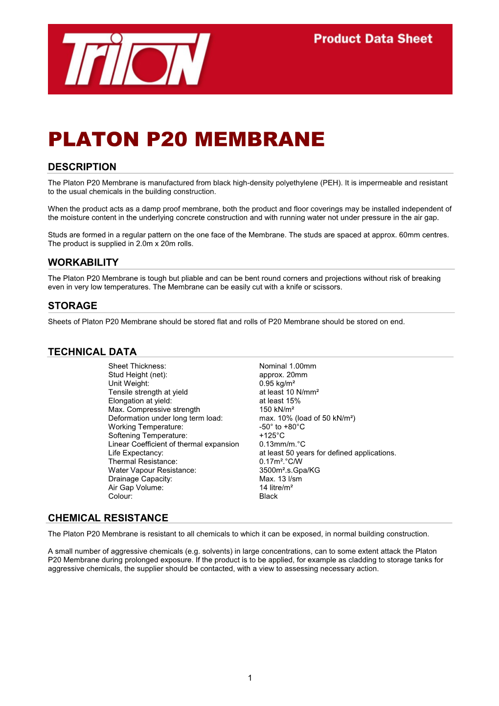 Platon P20 Membrane