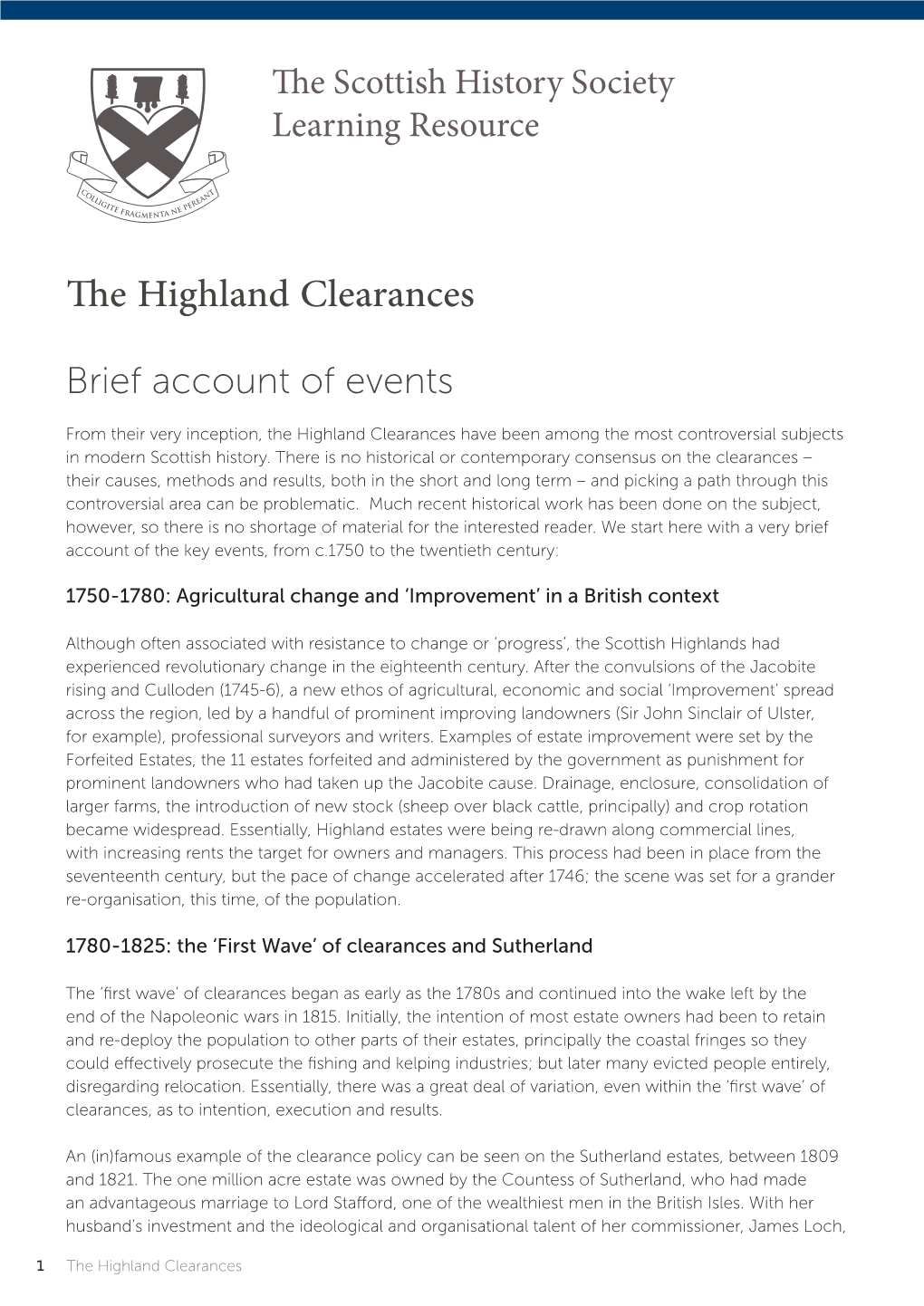 The Highland Clearances Brief Account of Events