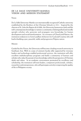 De La Salle University-Manila Vision and Mission Statement