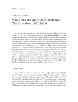 Guido Fink and American Film Studies: the Early Years (1952-1953)