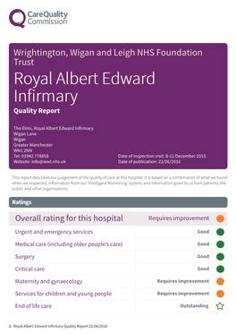 Royal Albert Edward Infirmary Quality Report