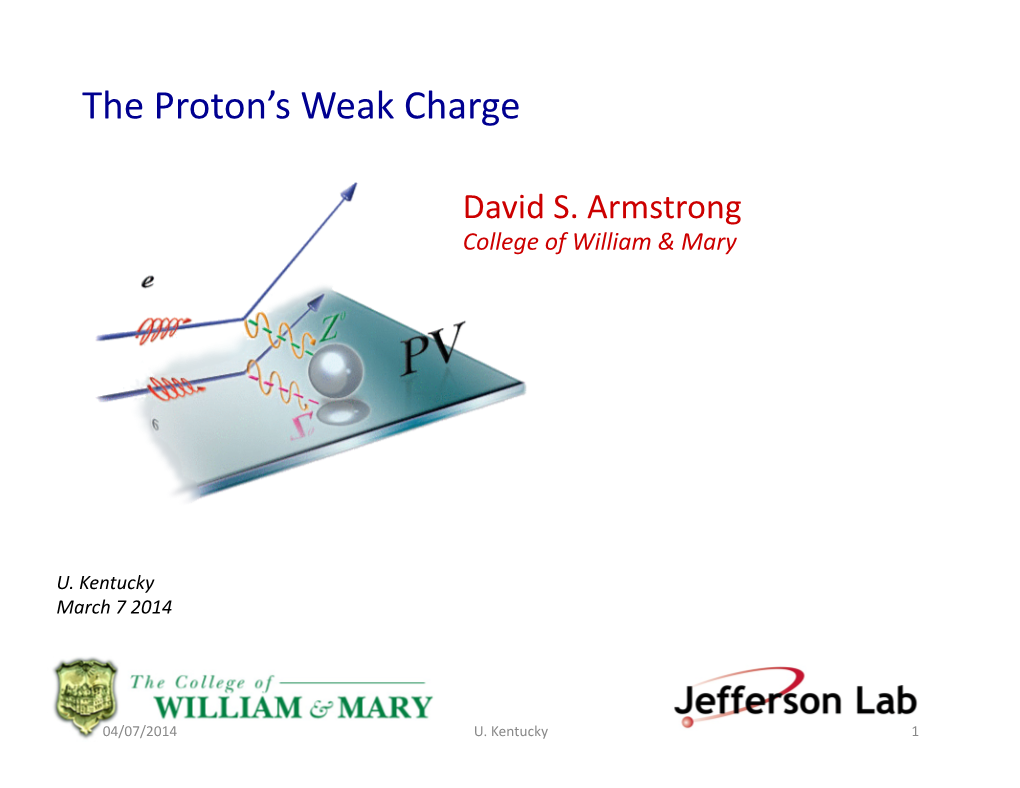 The Proton's Weak Charge