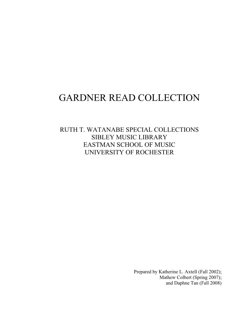 Gardner Read Collection