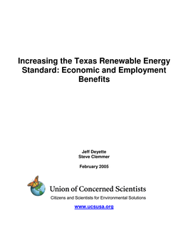 Increasing the Texas Renewable Energy Standard: Economic and Employment Benefits