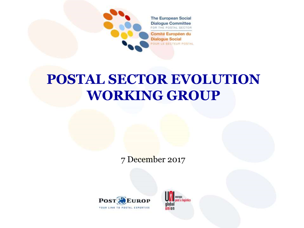 Postal Sector Evolution Working Group Activities