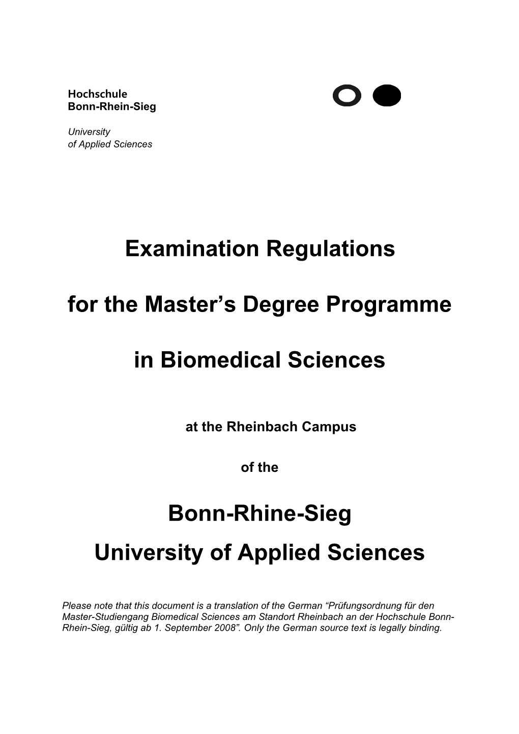 Examination Regulations for the Master's Degree Programme In