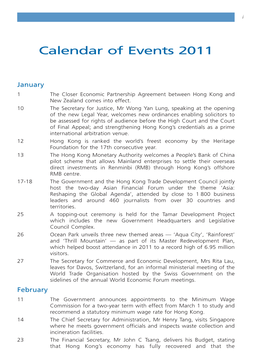 Calendar of Events 2011