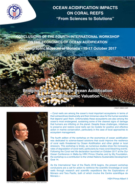 OCEAN ACIDIFICATION IMPACTS on CORAL REEFS “From Sciences to Solutions”