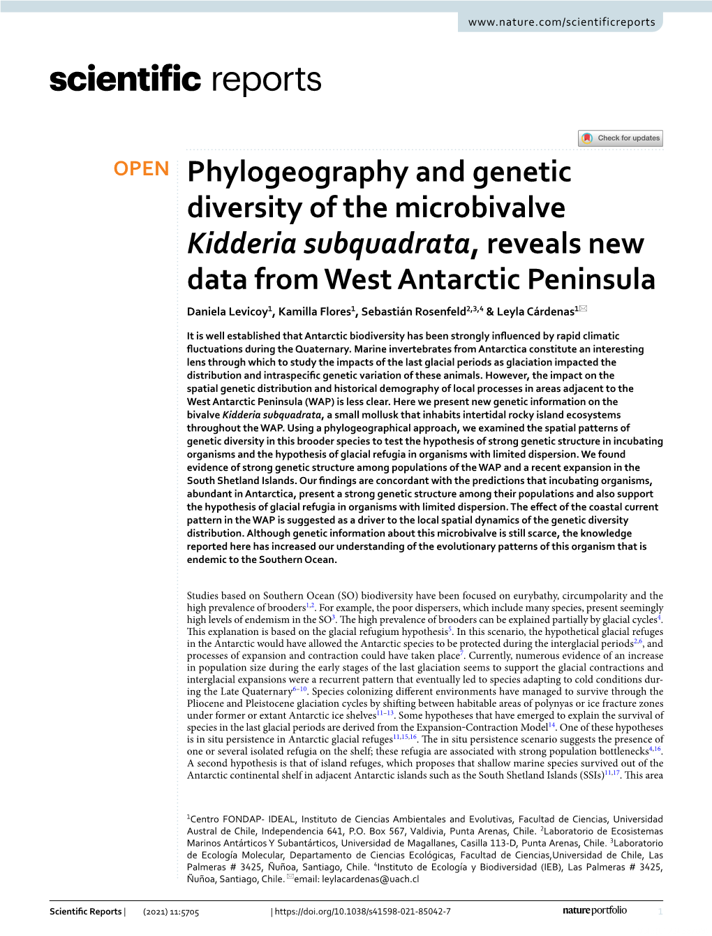 Phylogeography and Genetic Diversity of the Microbivalve Kidderia