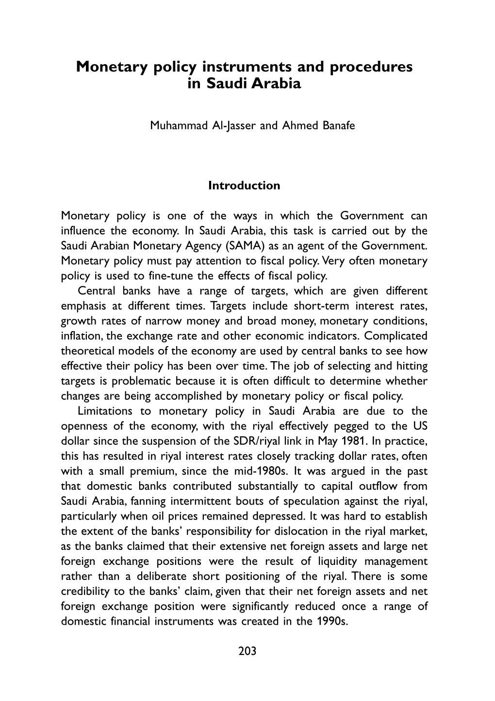 Monetary Policy Operating Procedures in Saudi Arabia
