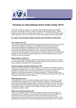 Towards an International Arms Trade Treaty (ATT)