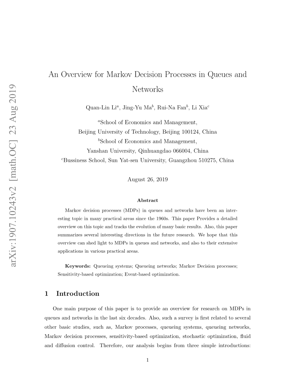 An Overview for Markov Decision Processes in Queues and Networks