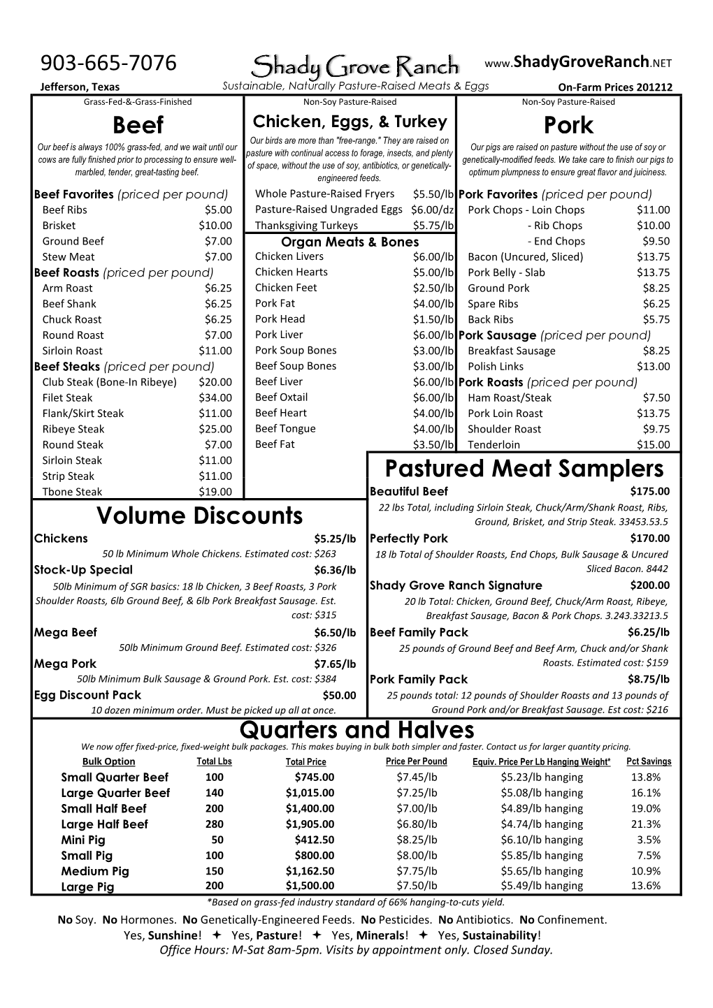 201210 Meat Sampler Price Worksheet