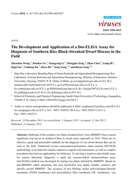 The Development and Application of a Dot-ELISA Assay for Diagnosis of Southern Rice Black-Streaked Dwarf Disease in the Field