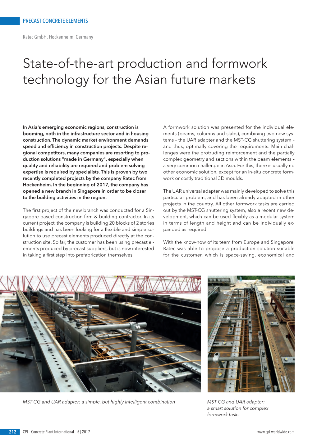 State-Of-The-Art Production and Formwork Technology for the Asian Future Markets