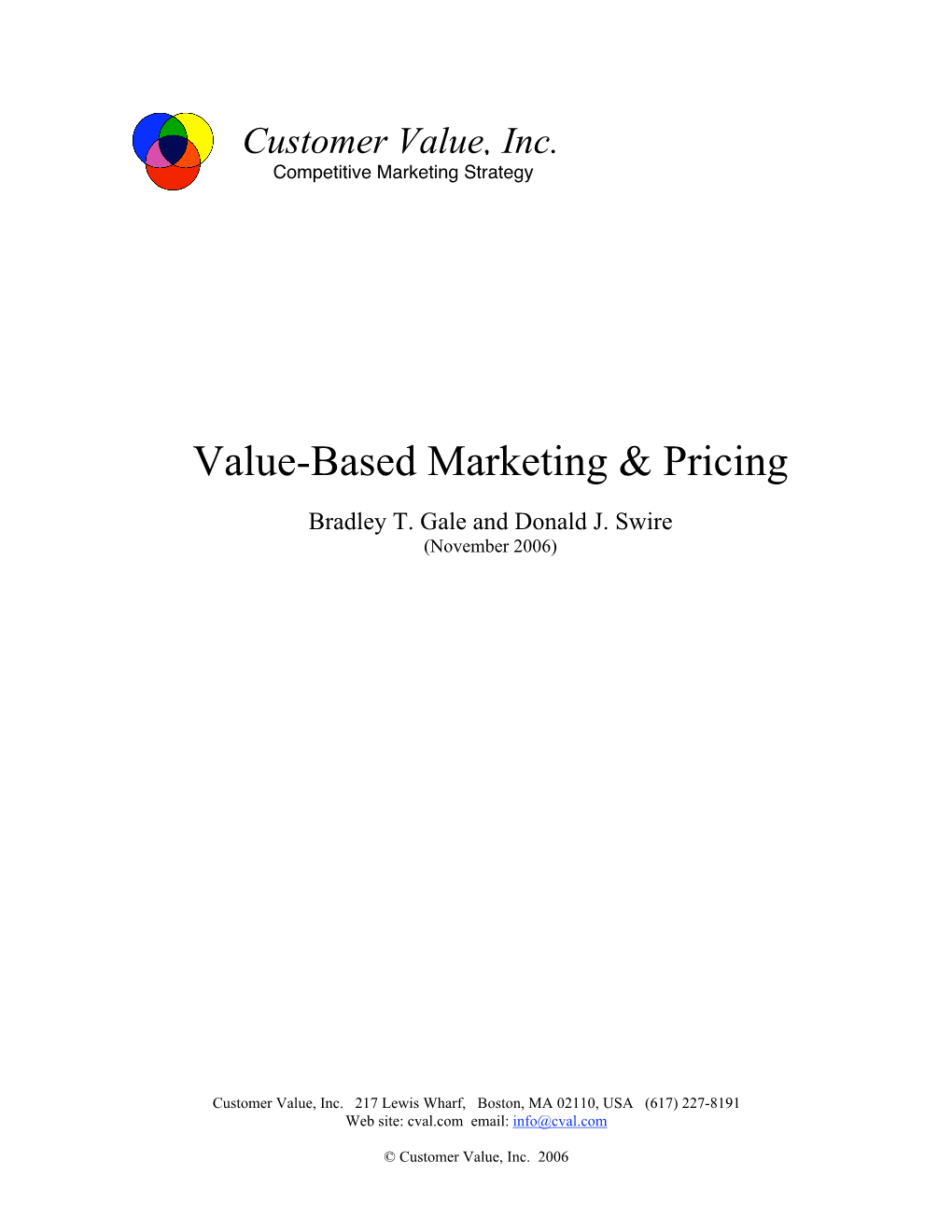 Value-Based Marketing & Pricing