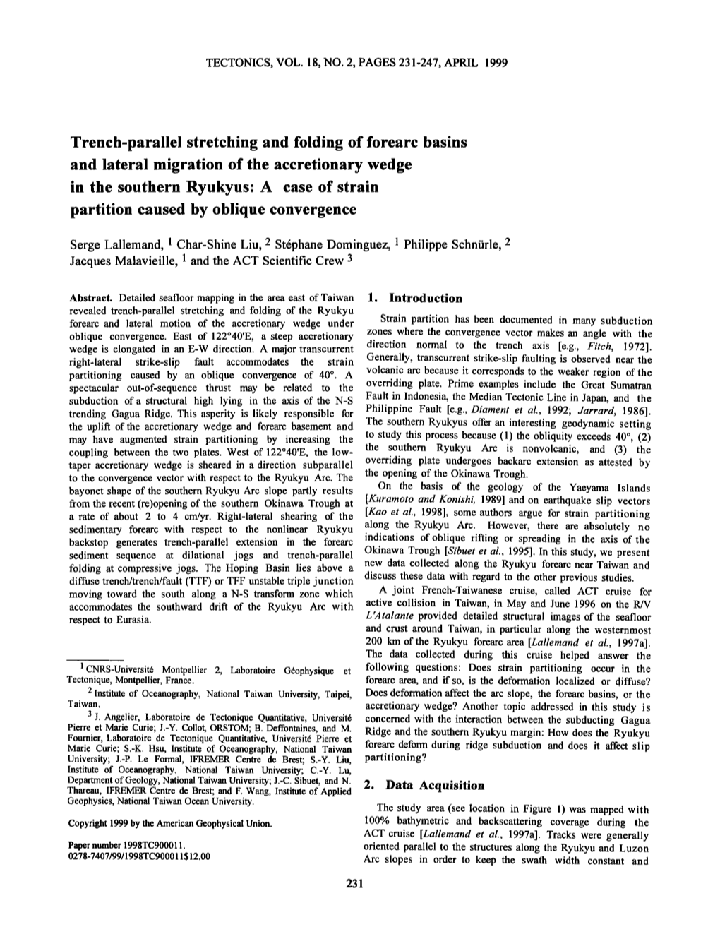 Parallel Stretching and Folding of Forearc Basins and Lateral Migration