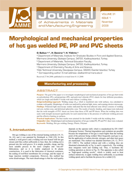 Morphological and Mechanical Properties of Hot Gas Welded PE, PP and PVC Sheet Were Evaluated