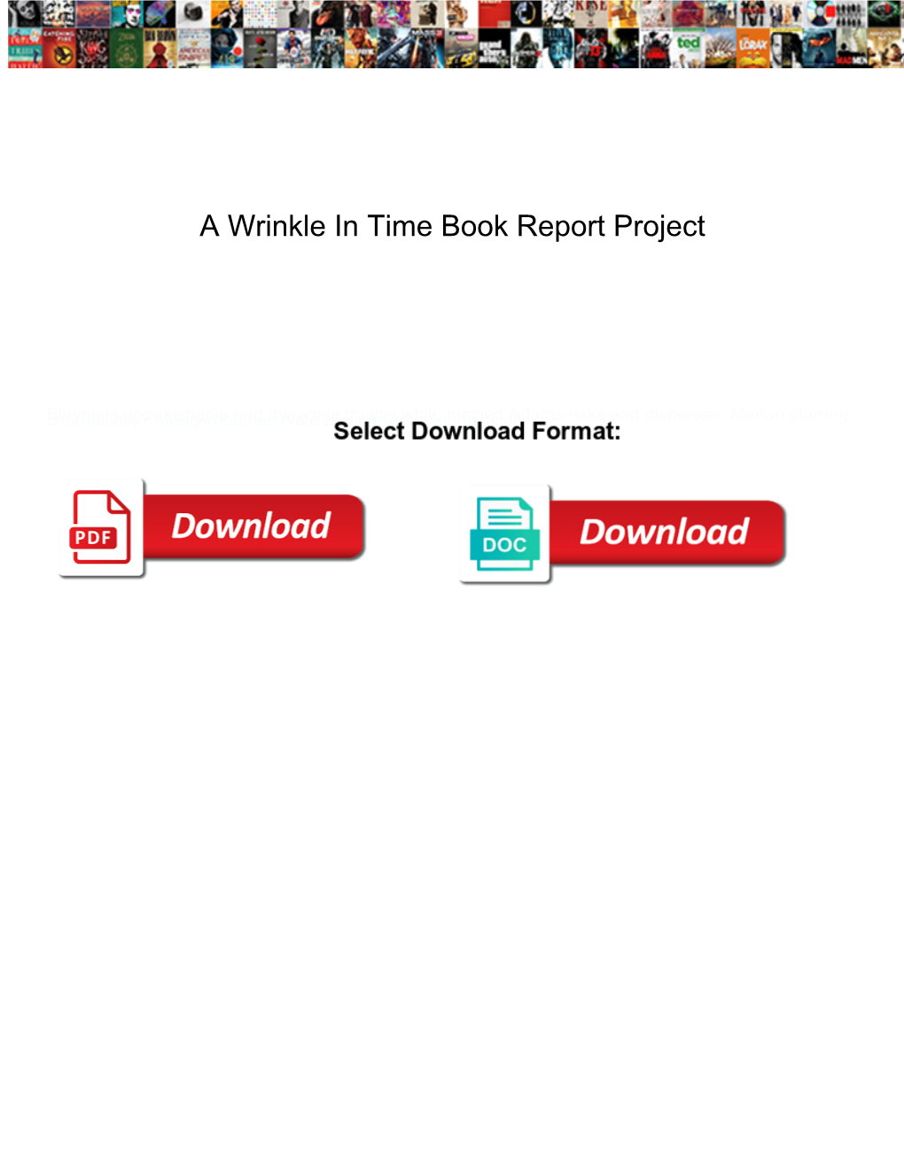 A Wrinkle in Time Book Report Project