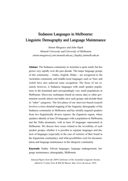 Sudanese Languages in Melbourne