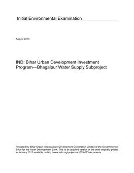 Initial Environmental Examination IND: Bihar Urban Development