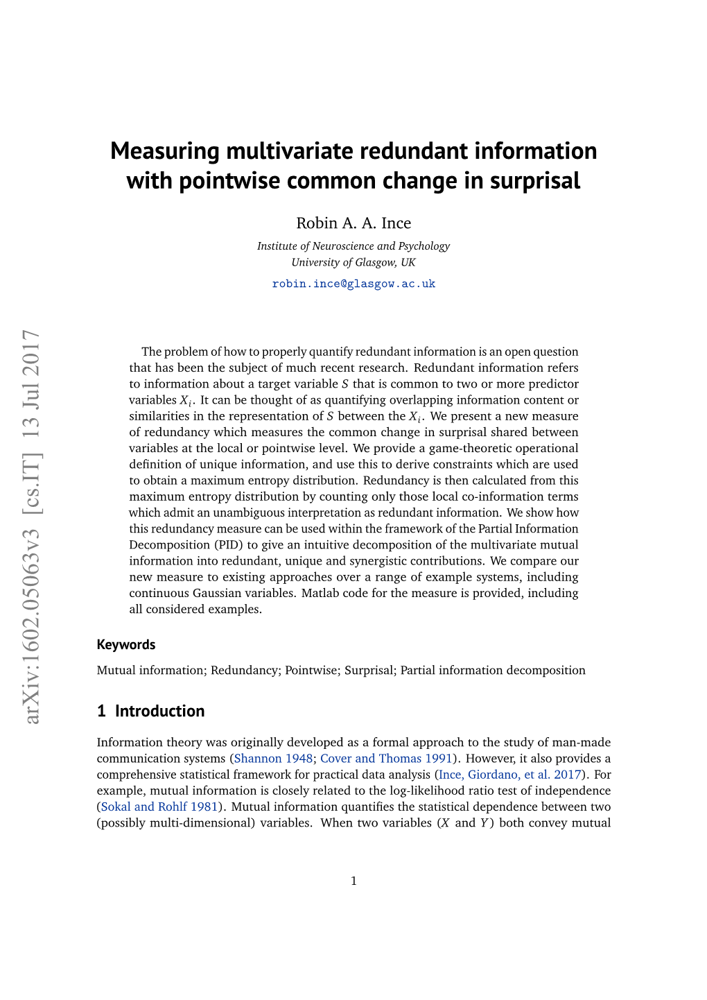 Measuring Multivariate Redundant Information with Pointwise Common Change in Surprisal