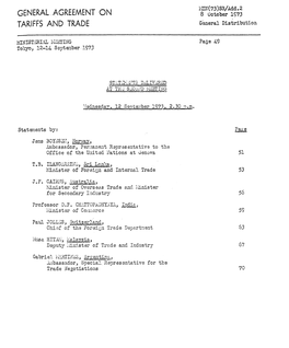 GENERAL AGREEMENT on 8 October 1573 TARIFFS and TRADE General Distribution