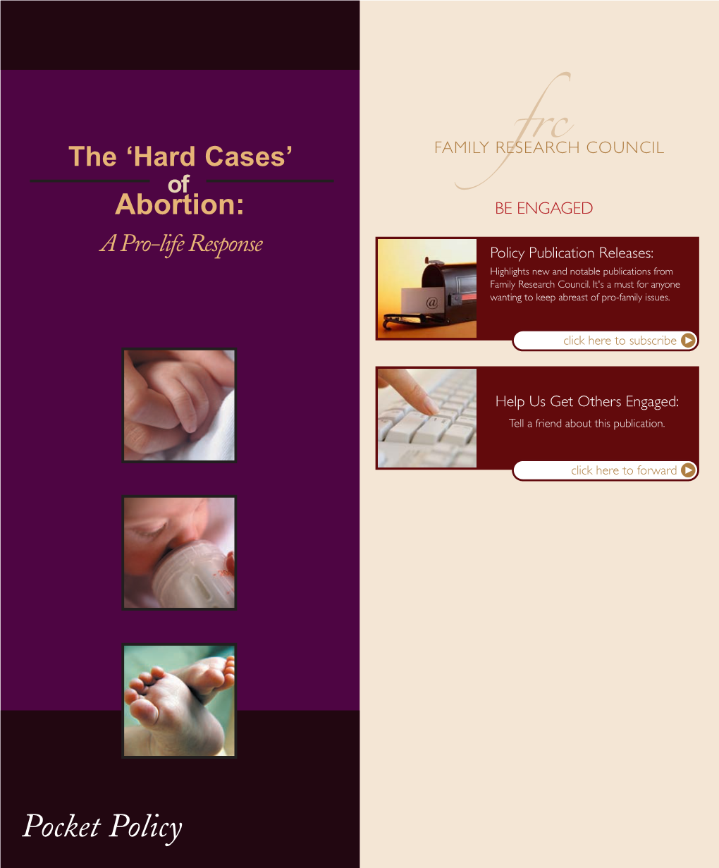 'Hard Cases' of Abortion: a Pro-Life Response