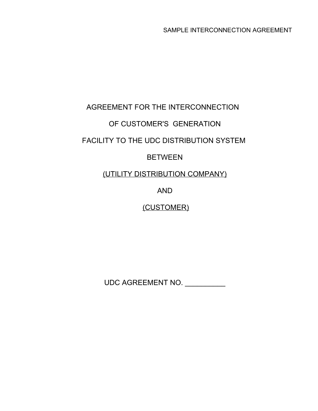 Agreement for the Interconnection