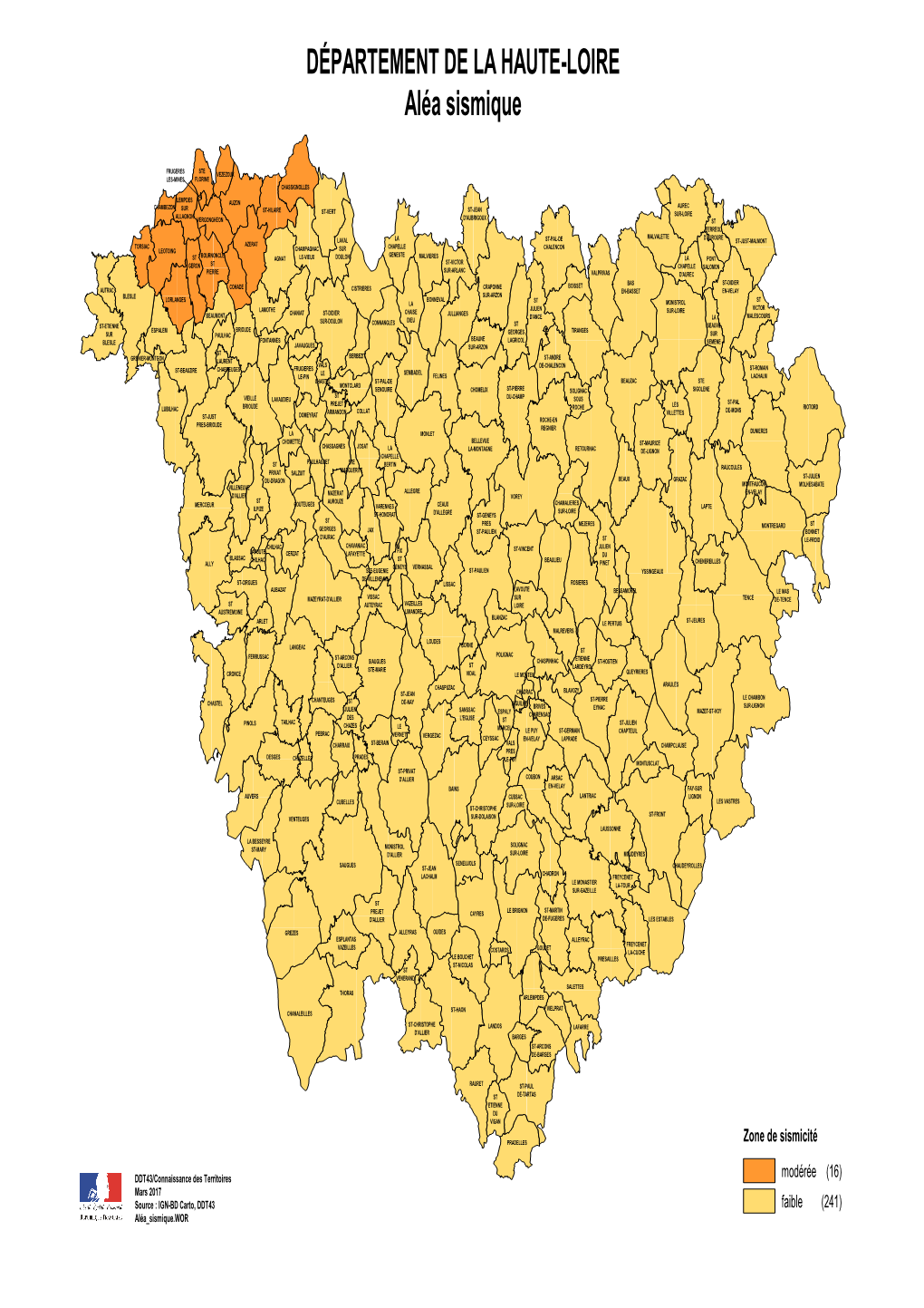 DÉPARTEMENT DE LA HAUTE-LOIRE Aléa Sismique